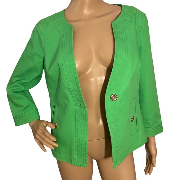 TALBOTS  | LIME GREEN SINGLE BUTTON JACKET - Picture 2 of 14